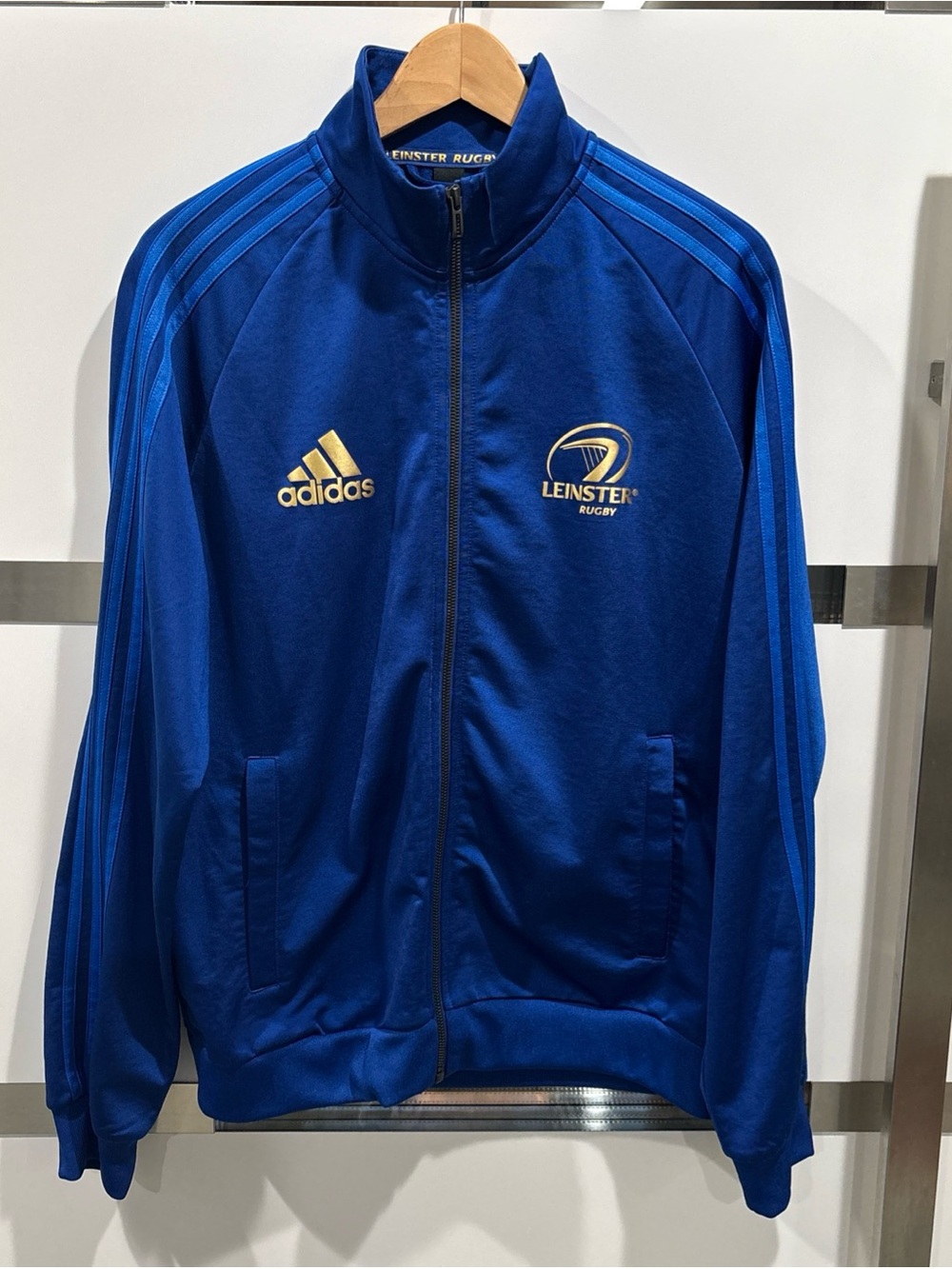 Leinster Rugby Union Training Jacket With Zipped Blue Adidas Men Size M